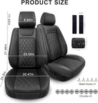 2 Pack Leather Front Car Seat Covers,Universal Breathable Full Surround Leather Car Seat Cover Protector,Split Waterproof Luxury Auto Black Seat Cover Cushion for Sedan Cars Pick-up Trucks SUV
