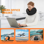 Travel Neck Pillow for Airplane – Memory Foam 360° Support Compact Design Ergonomic Flight Pillow for Sleeping & Neck Support Portable Travel Pillows for Adults, Car, Office Home (Black)