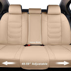 Beige Car Seat Covers Front Pair, Breathable Leather Automotive Front Seat Covers & Headrest for Comfortable Driving, Compatible with Most Cars Sedans SUV Pickup Trucks