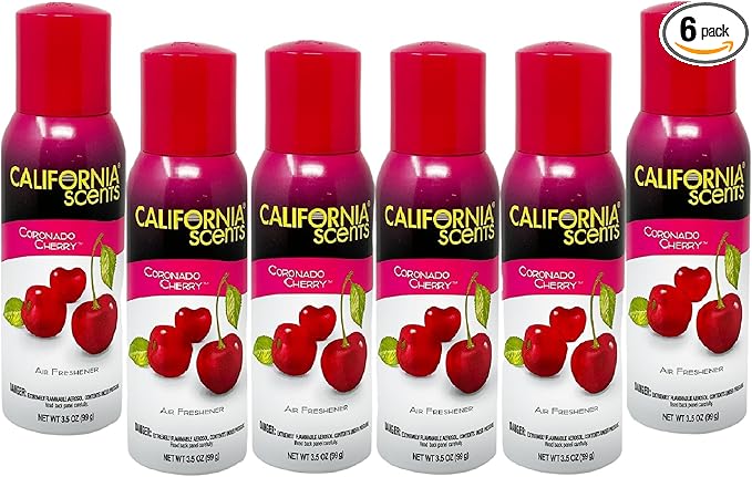 California Scents Air Freshener Spray 3.5oz, Coronado Cherry Scent (6 Packs, Coronado Cherry)
