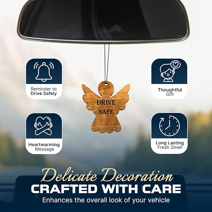 Car Fragrance for 365 Days FreshWood Drive Safe Ornament ❘ Rear View Air freshener ❘ Mirror Car Hanging Ornament ❘ Gift Idea for Him ❘ Gift Idea for Her ❘ Hand Made Car Essential