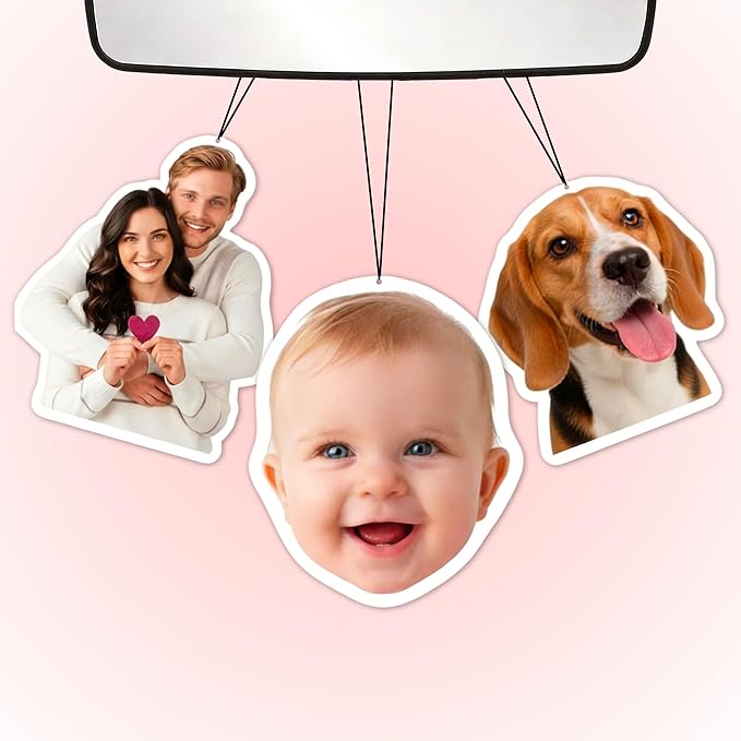 Custom Air Fresheners with Picture - Personalized Photo Air Freshener for Car Double Sided Print Long Lasting Fragrance Customized Photo Gifts for Boyfriend Husband Him Dad Woman(Irregular Shape)