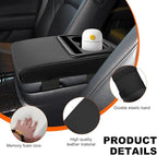Center Console Armrest Pillow, 14.0"×8.3" Soft Leather Waterproof Armrest Cushion with Cup Holder, Comfy Memory Foam Auto Arm Rest Pad with Storage Bag, Car Accessories (Glossy)