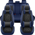 Car Seat Covers Compatible with Toyota Camry 2012-2026 Durable Waterproof Automotive Seat Covers Stretchable Fabric Material,Airbag Compatibility,Premium Nappa Leather(Black Blue,Full Set with Pillow)