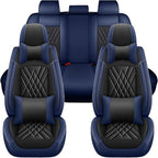 Car Seat Covers Compatible with Toyota Camry 2012-2026 Durable Waterproof Automotive Seat Covers Stretchable Fabric Material,Airbag Compatibility,Premium Nappa Leather(Black Blue,Full Set with Pillow)