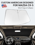 Proadsy 2026 Upgrade Windshield Sun Shade Custom Fit CX-5 2013 2014 2015 2016 CX5 Front Sunshade Protector Foldable Sun Visor Blocks UV Rays Keep Car Cooler