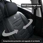 Universal Car Seat Covers, Black, Waterproof Synthetic Leather, Full Set, Non-Slip, Contoured Fit, Fits Most Vehicles, Upgraded Protection for Car Interiors, Airbag Compatible