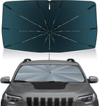 Autorder Windshield Sun Shade Umbrella for 2014-2023 Jeep Cherokee SUV Accessories,Upgraded Ice Crystal Material,Easy Setup Umbrella Sunshade for Car Windshield,100% Sun Blocking
