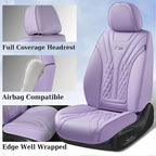 Coverado Car Seat Covers Full Set, 5 Seats Front Seat Cover and Back Seat Covers for Cars, Automotive Seat Covers Leather Waterproof Seat Covers, Car Seat Protectors Universal for Cars Purple