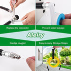 Sewer Jetter Kit for Pressure Washer,Water Jet Drain Cleaning Hose with Corner Rotating Button Spring Nose 1/4" NPT Sewer Cleaning Tool High-Pressure Nozzles,5800 PSI 100 FT