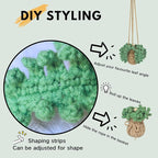 Handmade Crochet Hanging Car Air Freshener - Botanical Fern Leaf Design with 12ml Refillable Glass Essential Oil Bottle, Long-Lasting Car Diffuser & Nature-Inspired Decor