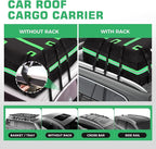 Car Rooftop Cargo Carrier Bag, Waterproof 20 Cubic Feet Car Roof Bag for All Vehicle with/Without Racks -Anti-Slip Mat, 8 Reinforced Straps, 6 Door Hooks,2 Extra Straps, Luggage Locks (Green)