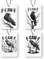 Funny Gothic Skull Black Crow Car Air Freshener 4 Pcs, Dark Humor Raven Hanging Air Freshener for Cars Closet Drawer Books, Witchy Goth Bird Floral Car Accessories for Women Men