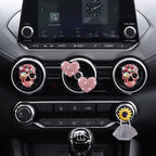 Pink Heart & Skull Air Vent Clips - 4 Pcs Diamond Car Interior Decor, Bling Skeleton Air Fresheners, Vents Clips, Funny Car Accessories + Sunflower Mask Hook