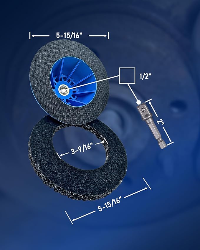 Professional Wheel Hub Grinder Kit - 6-Inch Silicon Carbide Disc with Cordless Drill Adapter - Universal Hub Cleaner for European Cars & Caravans - Tire Change & Rim Cleaning Tool