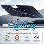 PEMOTech 2026 Upgraded Versatile Car Umbrella Windshield Sun Shade for Sedan/SUV | Keep Cool & Protect Interior | Reliable UV Blocker&Heat Shield | Car Window Shades | Large (57"x32")