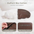 Coverado Leather Car Headrest Pillow Car Neck Pillow with Adjustable Strap, Head Support Rest Driver Relax Head Muscles Relieve Driving Fatigue, Breathable & Removable Cover, Coffee