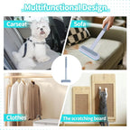 Pet Hair Remover Brush - Reusable Multifunctional Pet Hair Removal Tool for Furniture, 4 in1 Cat and Dog Hair Removal, 17.3Inch Adjustable Long Handle, Gentle on Couch Carpets Bedding (1 Set)
