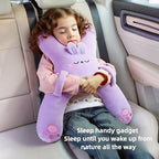 Car Pillow for Travel – Animal-Themed Car Seat Cushion with Safety Belt Protector – 4 Cute Styles: Pig, Dog, Rabbit, Panda (Dog)