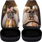 Boxer Dog Car Seat Cover Front Seats Only,Soft Bucket Seat Covers Decorative Saddle Blanket Cushion Cover Universal Fits Most Vehicles,Trucks,SUVs,Vans