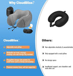 CloudBliss Travel Pillow Premium Memory Foam, Comfortable & Supportive Neck Pillow, Neck Pillows for Sleeping Travel, Airplane Pillow for Sleeping Airplane, Car, Office and Home（Black & Dark Grey）