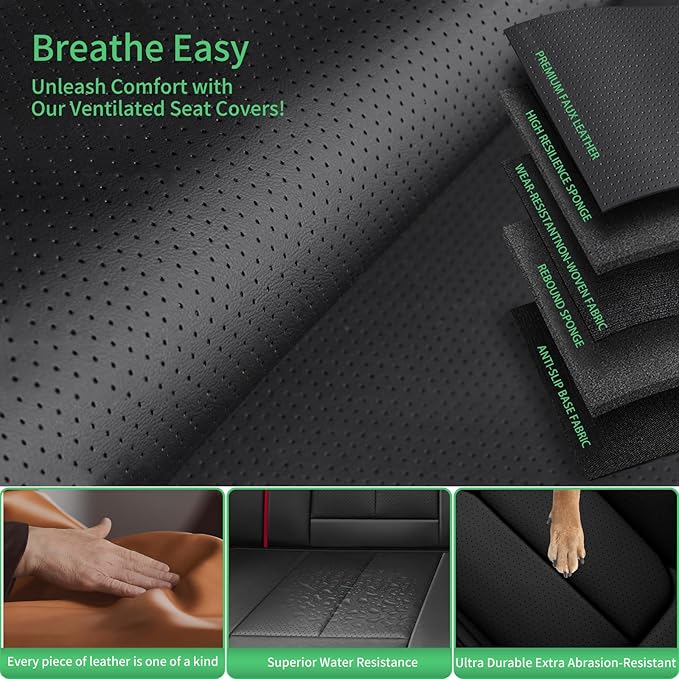 Fit Impreza Car Seat Covers for Subaru Impreza 2004-2024 2025 2026-Upgraded Premium Waterproof & Breathable Leather,Airbag Compatible,All-Weather Seat Cushion Protector,Full Set,Black-Red