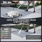 RAYNEL 30'' Pressure Washer Surface Cleaner with 4 Wheels, Dual Handle, Stainless Steel Housing, 2 Hose Adapters, 4 Replacement Nozzles and 5 Spray Nozzles