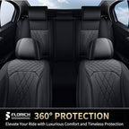 FLORICH Leather Cars Seat Covers Full Set Waterproof Automotive Seat Covers Front and Rear 5 Seats Full Wrapping Edge Seat Protector Cushion Universal Fit for Most Car Truck SUV, Black