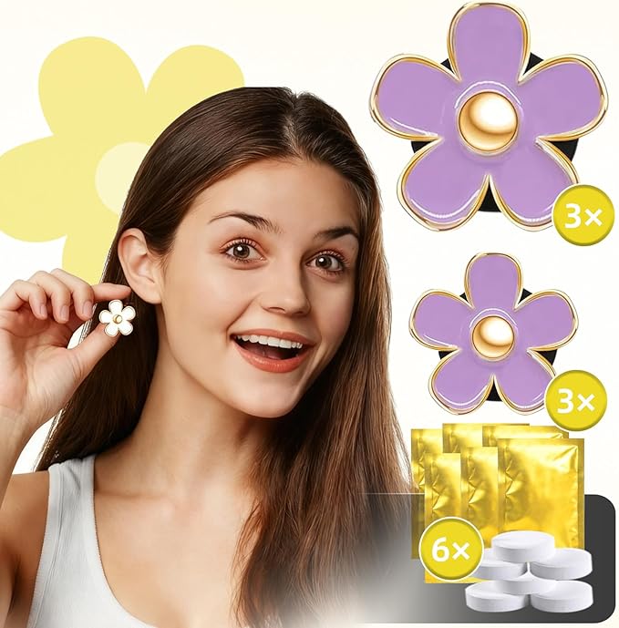 NBTEPEM 6 PCS Daisy Flower Air Vent Clip Car Decoration Accessories Air Conditioning Outlet Clip Car Air Freshener Clip Charm Car Interior Decor(3 cm, 3.3 cm, Purple)