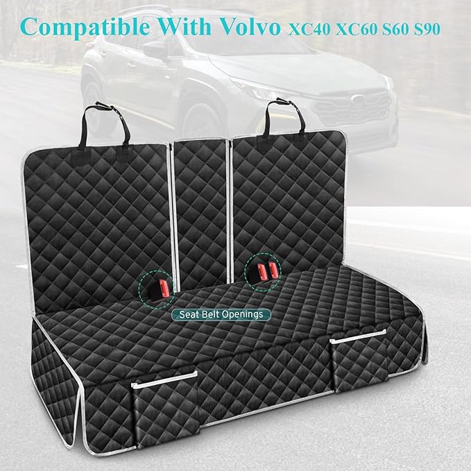 Dog Car Seat Cover Compatible with Volvo XC40 XC60 S60 S90 Back Seat Accessories, Waterproof Pet Bench Backseat Covers with Non-Slip Backing - 2026 New