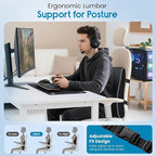 Lumbar Support Pillow for Office Chair and Car, Premium Memory Foam Back Cushion for Back Pain Relief Improve Posture Ergonomic Cushion with Breathable Mesh Cover and Adjustable Straps