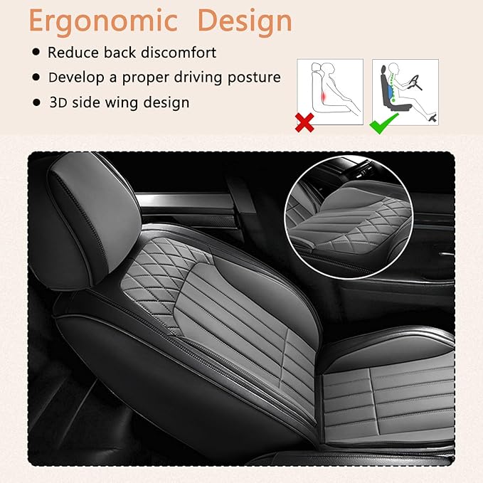 Car Seat Covers Fit for Kia Sorento 2007-2023 2024 2025: Full Set Waterproof Leather Vehicle Seat Cushion Luxury Automotive Protector Easy to Install(5 Seats, Black&Grey)