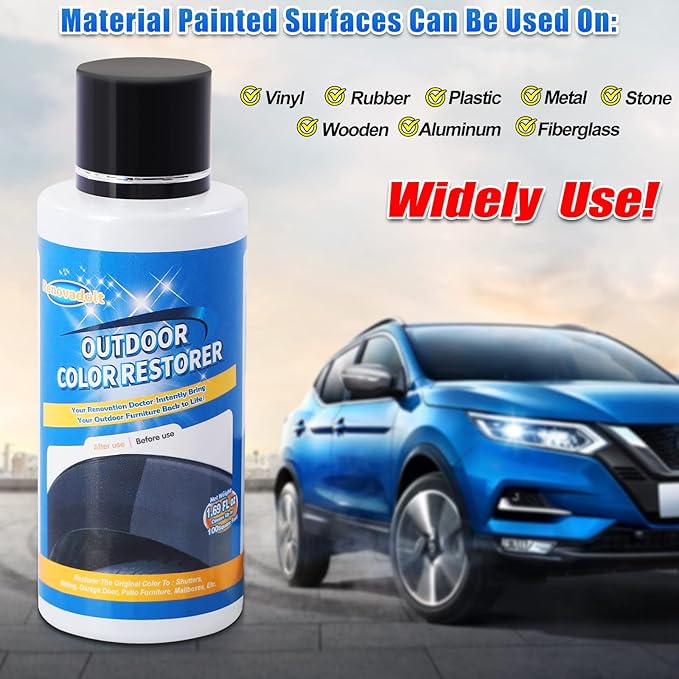 Plastic Outdoor Color Restorer for Cars 50ml, Ceramic Coating Trim Restores Faded Sun-Damaged and Oxidized Possessions Plastic, Rubber, Vinyl, Metal Painted Surfaces
