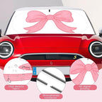 Car Windshield Sun Shade, Car Sun Shade Cute Bow Visor for CarWindshield, Wear-Resistant Black Tape, Foldable 59'x27.5'/63''x31.5''