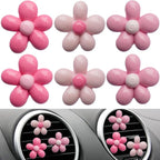 Pink Flower Air Freshener Vent Clips Pink Car Accessories, 6Pcs 3D Pinky Daisy Air Vent Clips for Fresheners Car Decoration, Fashion Flower Airs Freshener Vents Clip for Women Gifts
