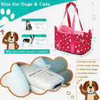 Cullaby Center Console Dog Car Seat for Small Dogs Under 15 lbs - Detachable Washable Carrier with Safety Belt & Storage Pockets, Pink