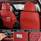 Coverado Seat Covers, Car Seat Covers Full Set, Red Car Seat Cover, Car Seat Covers Front Seats Back Seat Covers, Waterproof Car Seat Cushion, Leather Seat Protector Universal Fit Most Cars