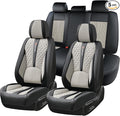 Universal Car Seat Covers, Black and Gray, Premium Nappa Leather, with Lumbar Support, Waterproof, Full Set, Non-Slip, Contoured Fit, Fits Most Vehicles, Upgraded Protection for Car Interiors