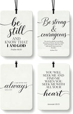 Minimalist Christian Car Air Freshener 4 Pcs Coconut Scented, Religious Bible Verse Car Accessories Mirror Decor for Women, Christian Hanging Air Freshener for Cars Closet Drawer Books