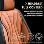 Coverado Leather Seat Cover for Cars, Front and Back Car Seat Protector, Waterproof Seat Covers Full Set, Luxury Car Seat Covers, Automotive Seat Cushions Universal Fit for Most Cars (Black&Brown)