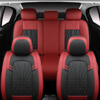 Leather Car Seat Covers,Car Seat Protector Waterproof,Seat Covers Full Set, Car Seat Protectors 5 Seats,Automotive Seat Covers Fit Most Cars Wine Red