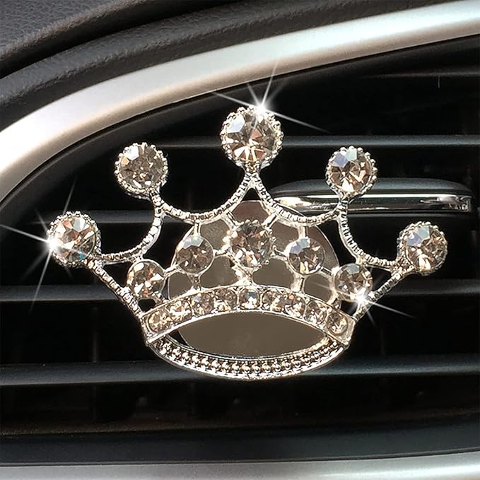 2 Pieces Crystal High Heel Shoe and Crown Air Vent Clips Rhinestone Car Air Freshener Clip Bling Car Clip Gift Decorations Charm Car Inter Air Vent Decor Accessories for Girls Women