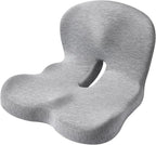 OMISTAR Car Seat Cushion with Ergonomic Design, Memory Foam Seat Cushion for Lumbar Support, Breathable Fabric, Non-Slip, Ideal for Car and Office Use, 15.7 x 16.9 x 11.4 in, Gray
