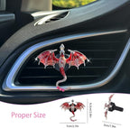 Dragon Car Decor,1pc Bling Red Dragon Car Air Freshener Vent Clips,Cute Alloy Enamel Wyvern Dragon Goth Vent Clips Dashboard Decorations,Refillable Essential Oil Diffuser