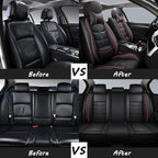 Leather Car Seat Covers Fit for Toyota Tacoma 2005-2024, 5 Seater Car Seat Cover, Premium Waterproof, Scratch Resistant Car Interior Accessories (Full Set with Pillow Coffee)