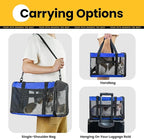 Cat Carrier Bag,Soft-Sided Pet Carriers for Dogs with 4-Sided Mesh,Airline Approved Cat Transport Carrier for Small&Medium Cats Kitten Puppy Up to 15LB,Collapsible Cat Travel Carrier-M,Blue