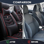 Car Seat Cover 8 Seats for Toyota Highlander 2001-2025, Waterproof Durable Premium Leather Car Seat Protector, Comfortable Anti-Slip Stylish Sport Seat Cover(8 Seats Luxury,Black Red)