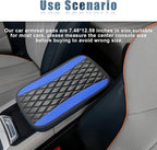Car Center Console Cover, Universal Leather Waterproof Armrest Seat Box Cover Protector, Comfortable Car Decor Accessories Fit for Most Cars, Vehicles, SUVs -Blue