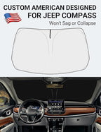 Proadsy Custom Fit Jeep Compass 2017-2024 2025 2026 Windshield Sun Shade 4-Layer Foldable Front Sunshade Protector Sun Visor Blocks UV Rays Keep Car Cooler
