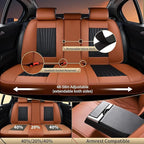 FLORICH Car Seat Covers, Premium Leatherette Car Seat Covers Full Set, Waterproof Leather Car Seat Cushion Front Seats and Back, Breathable Seat Protectors for Sedans Cars SUV Trucks - Black&Brown